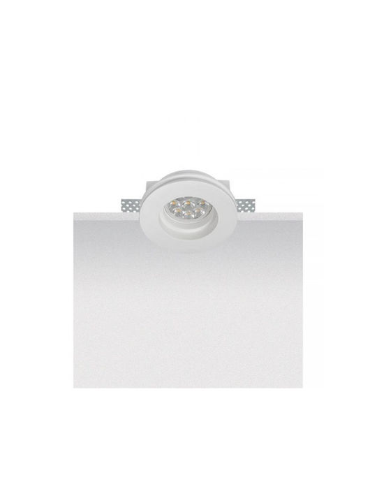 Zambelis Lights Round Plaster Recessed Spot with Socket GU10 White 10x10cm. 1pcs