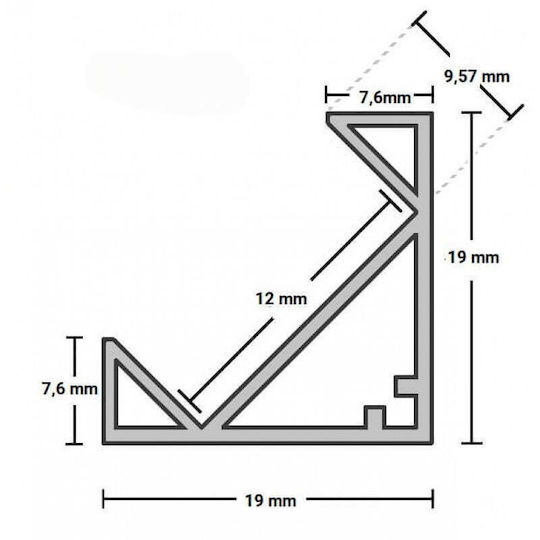 Eurospot Profil din Aluminiu pentru Bandă LED Colțar cu Opal Acoperire 200x1.9x1.9cm.