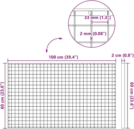 Vidaxl Silver Screen 100 X 60 X 2 Cm Galvanized Steel Cold Dipped