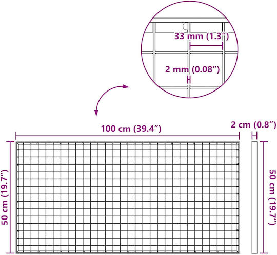 Vidaxl Silver Screen 100 X 50 X 2 Cm Galvanized Steel Cold Dipped