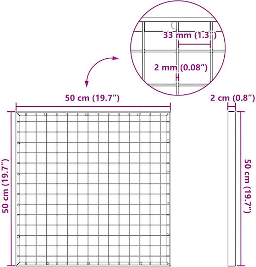 Vidaxl Silver Mesh 50 X 50 X 2 Cm Galvanized Steel Cold Dipped