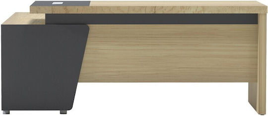 Büroschreibtisch mit Bücherregal 180x180x75cm Natural-anthracite Büroschreibtisch mit Bücherregal 180x180x75cm Natural-anthracite