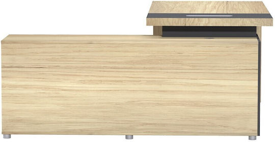 Professionelles Büro Holz mit Bücherregal Natural-anthracite 180x180x75cm
