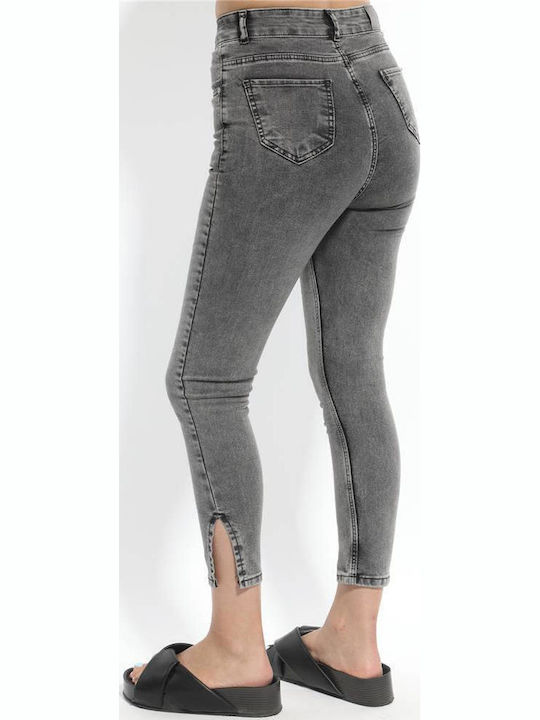Plus Size Ψηλόμεσο Γυναικείο Jean Παντελόνι με Σκισίματα