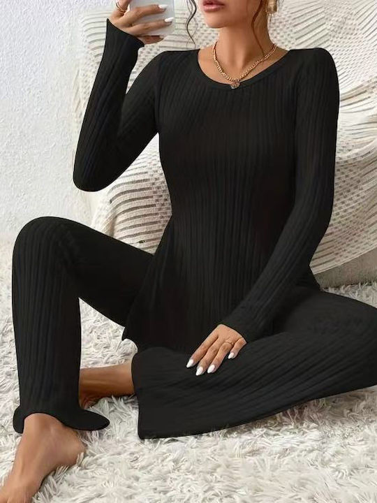 Γυναικείο Black Σετ με Ψηλόμεσο Παντελόνι με Λάστιχο