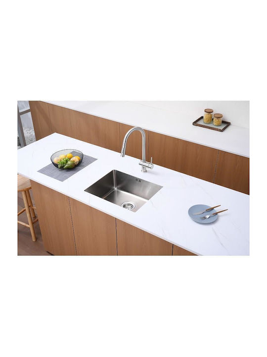 Inter Ceramic Ένθετος Νεροχύτης Inox Μ44xΠ54cm Ασημί