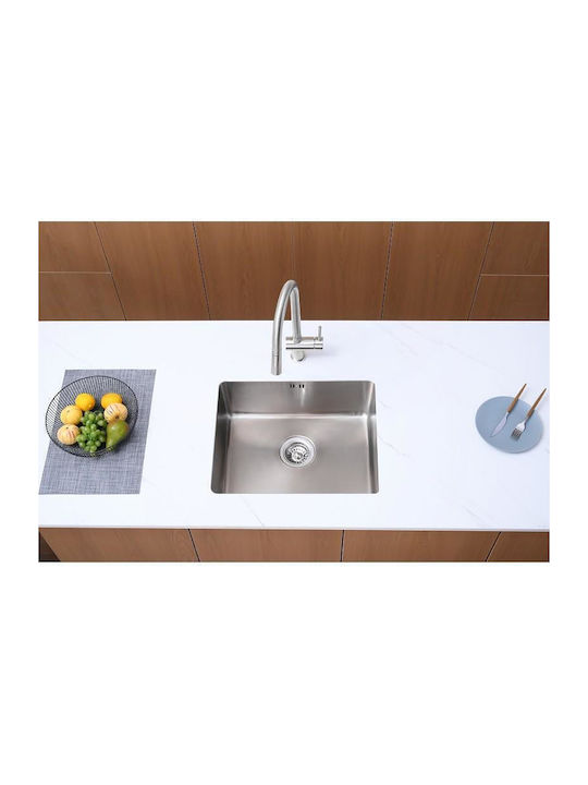 Inter Ceramic Ένθετος Νεροχύτης Inox Μ44xΠ54cm Ασημί