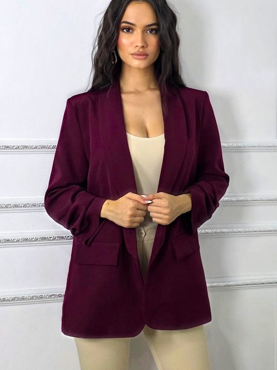 Μακρύ Γυναικείο Σακάκι Burgundy