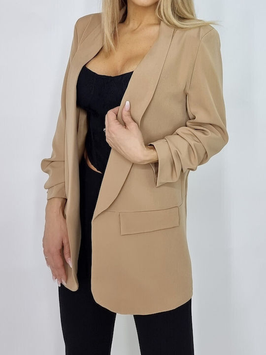 Lang Damen Blazer Beige