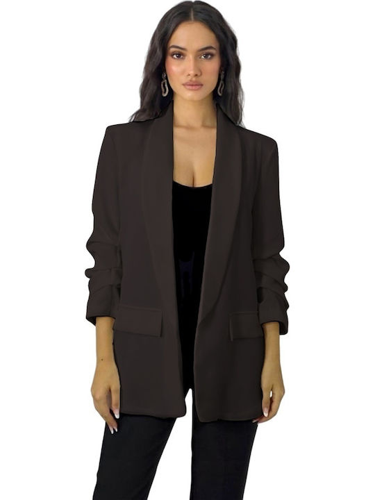 Lung Blazer pentru femei Sacou Dark Brown