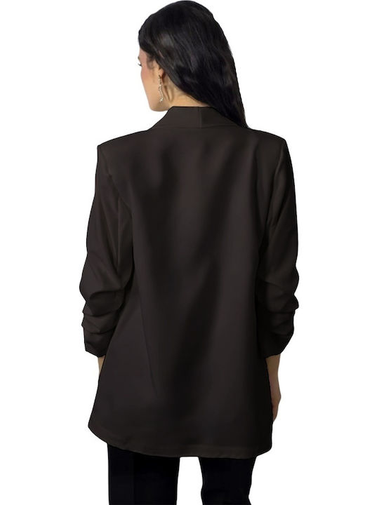 Lung Blazer pentru femei Sacou Dark Brown