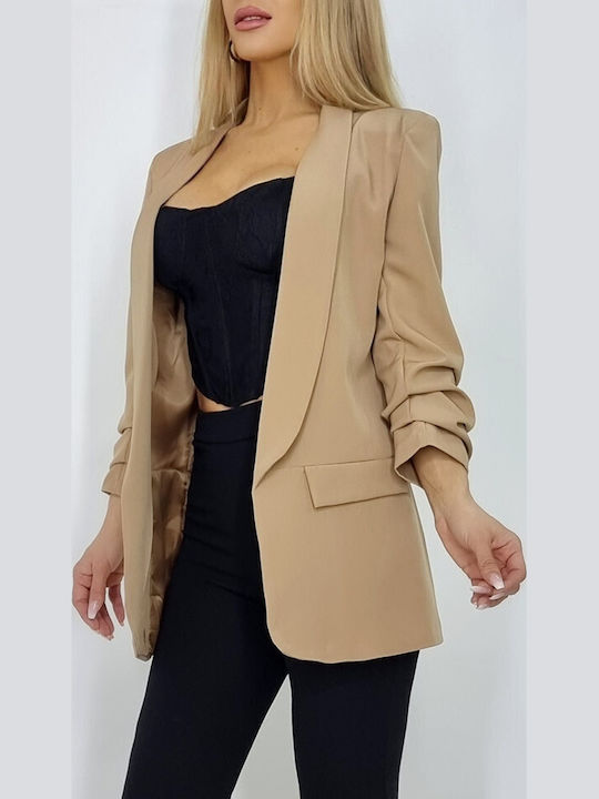 Lang Damen Blazer Beige