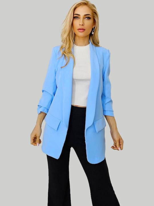 Long Women's Blazer Baby Blue