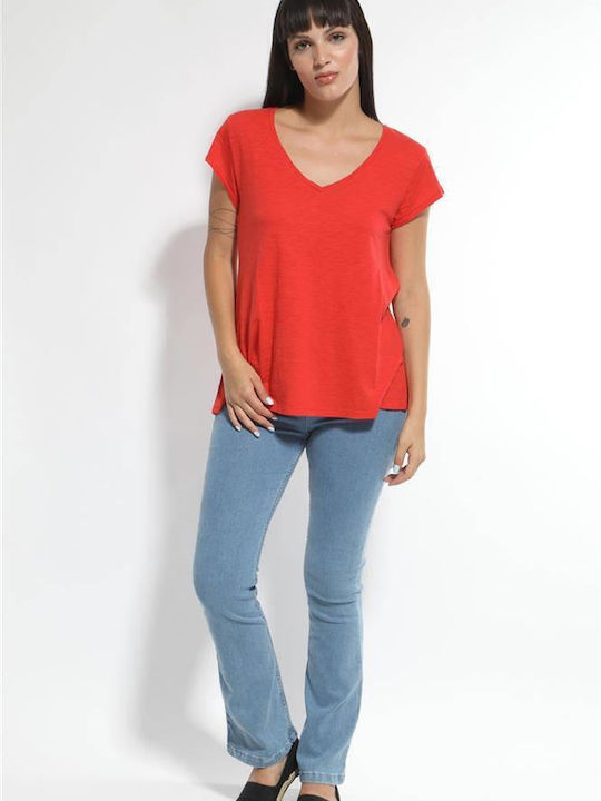 Hoch tailliert Damenjeans Schlaghose in Schlanker Passform Blue Mix