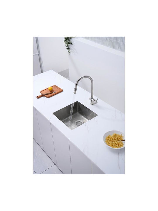 Inter Ceramic Ένθετος Νεροχύτης Inox Μ44xΠ20cm Ασημί