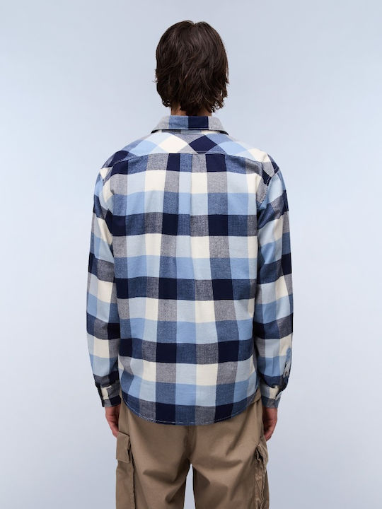 G-trekking 3 Long-sleeved Cotton Shirt Checked Blue