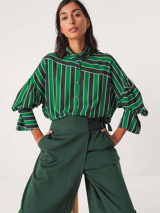 Women's Striped Long Sleeve Shirt Green