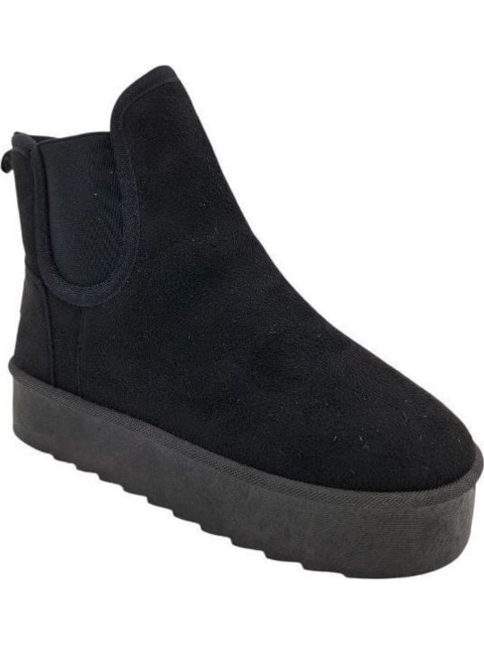 Women's Ankle Boots with Fur Black
