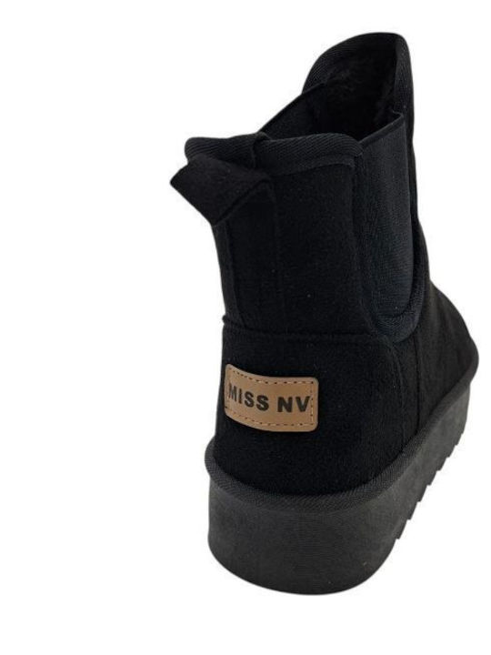 Women's Ankle Boots with Fur Black