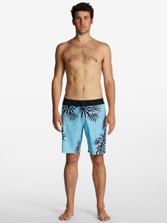 Sundays Men's Swimwear Shorts Neon Blue with Patterns