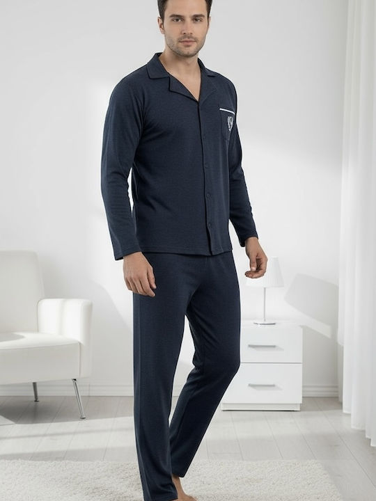Men's Winter Pajamas Set Navy Blue