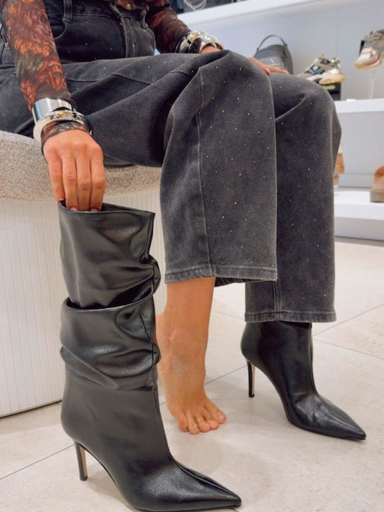 Synthetic Leather High Heel Women's Boots Black