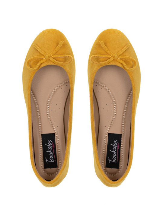 Wildleder Damen Ballerinas in Gelb Farbe