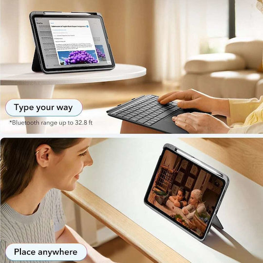 ESR Flex Flip Cover με Πληκτρολόγιο Γκρι (iPad 10 (2022), iPad 11 (2025))