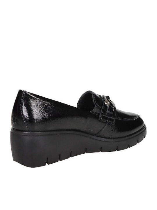 Leder Damen Loafers in Schwarz Farbe