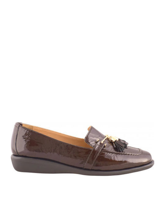 Leder Damen Mokassins in Braun Farbe
