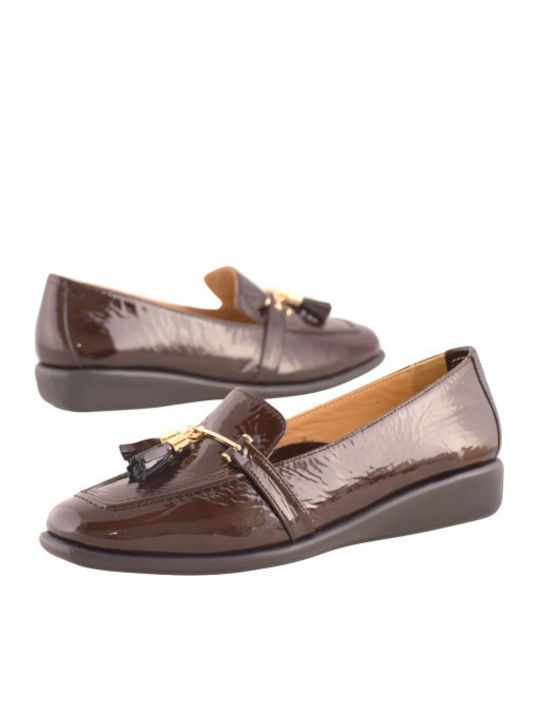 Leder Damen Mokassins in Braun Farbe
