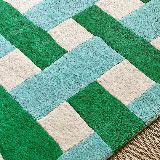 Harlequin Lucrat manual Covor Rectangular Din lână Green-blue