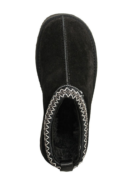 Winter Women's Slippers with Fur Black