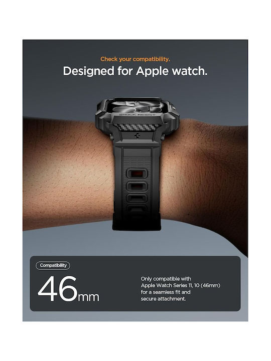 Spigen Rugged Armor Pro 2 Silicone Case Matte Black for Apple Watch series 10/11 - 46mm