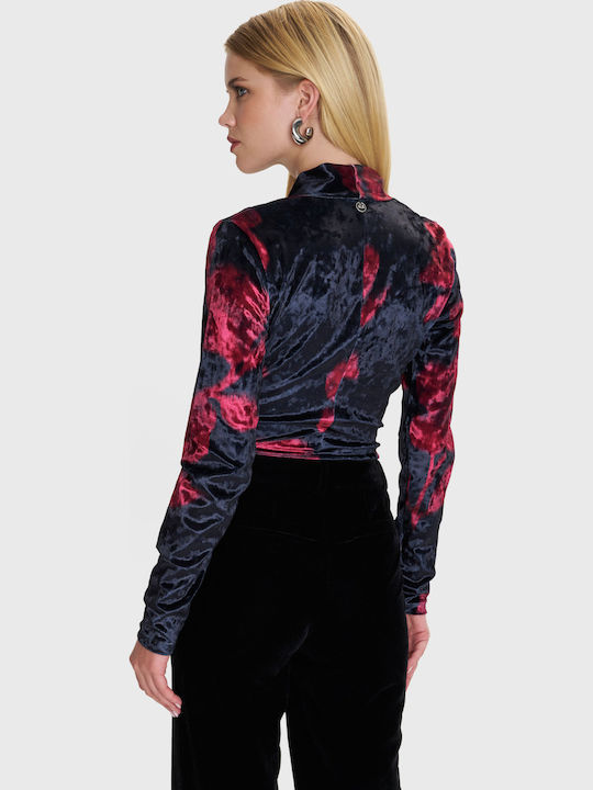 Bodysuit Floral Velvet Black Black