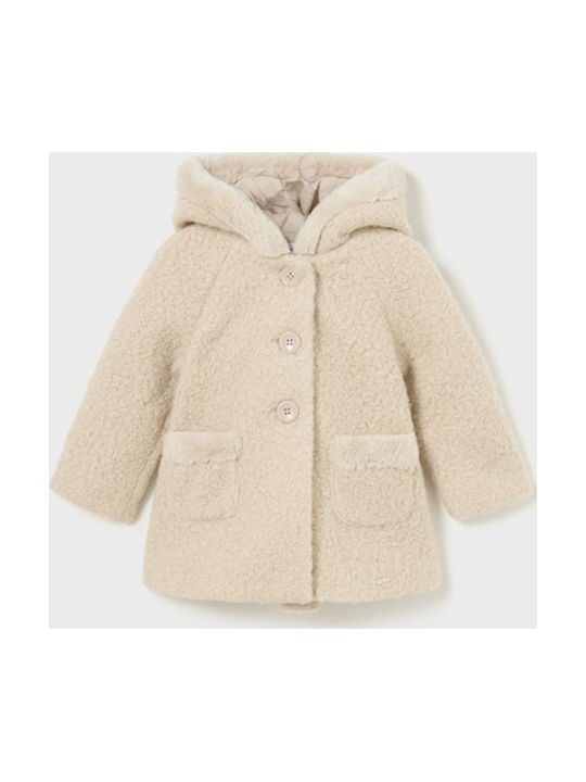 Kinder Mantel Kurz mit Kapuze Beige