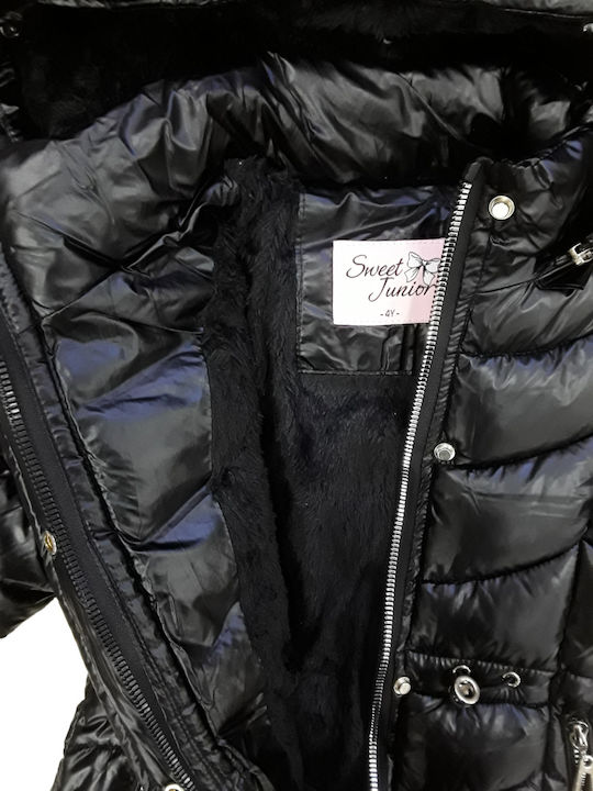 Kids' Quilted Jacket with Hood Black