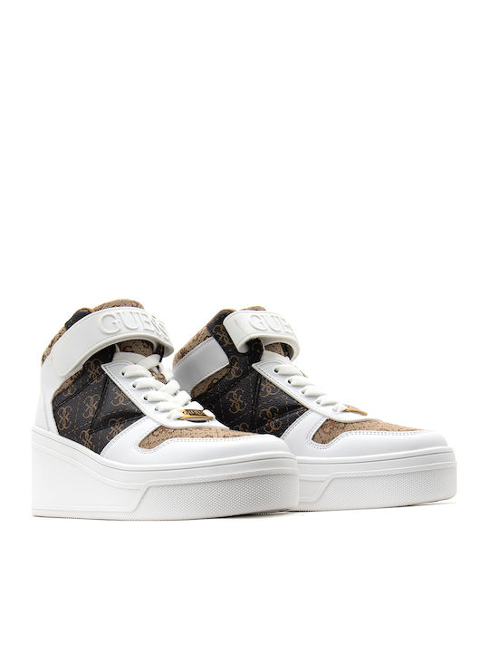 Damen Flatforms Sneakers Καφέ-λευκό-μπεζ