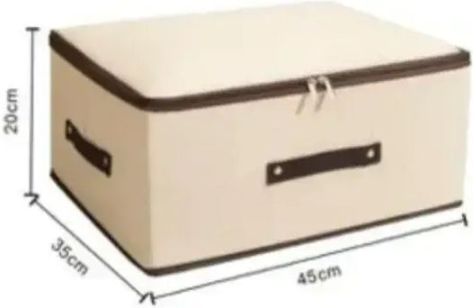 Tpster Fabric Storage Box with Lid Beige 45x35x20cm