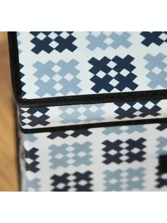 Stoff Aufbewahrungsbox mit Deckel Blau 41x35x20cm