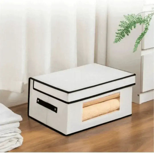 Tpster Fabric Storage Box with Lid White 50x40x25cm