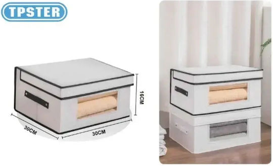 Tpster Fabric Storage Box with Lid White 30x30x16cm