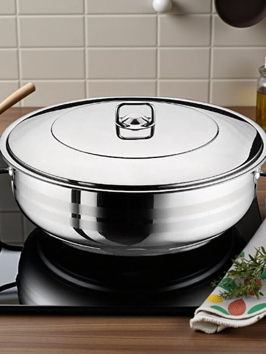Max Home Flacher Edelstahl-Topf 14Es / 36cm