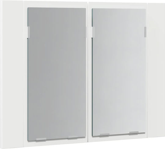 vidaXL Rectangular Led Bathroom Mirror Made of Plastic with Shelf & Cabinet 60x12cm White