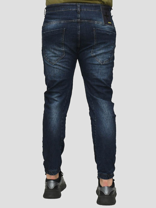 Men's Elastic Jeans Pants with Slim Fit Blue