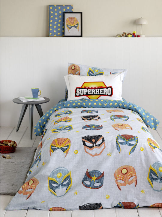 Nima Superheroes Set Kids Duvet Cover Single with Pillowcase Cotton Superheroes 160x240cm