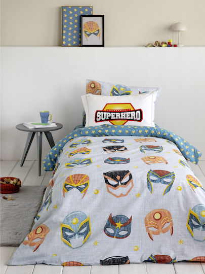 Nima Superheroes Σετ Παιδική Παπλωματοθήκη Μονή με Μαξιλαροθήκη Βαμβακερή Superheroes 160x240εκ.