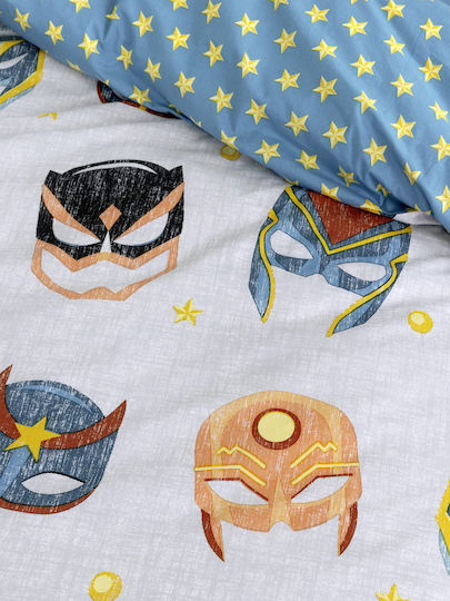 Nima Superheroes Σετ Παιδική Παπλωματοθήκη Μονή με Μαξιλαροθήκη Βαμβακερή Superheroes 160x240εκ.