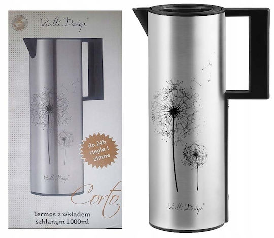 Vialli Design Corto Stainless Steel Thermos Bottle Jug 1L Grey