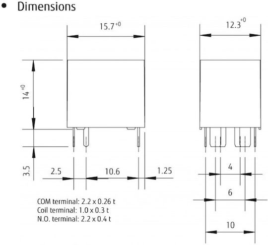 Реле Relay 1 Form U 12VDC 40A PCB FBR53-HW Fujitsu G8QE-1A